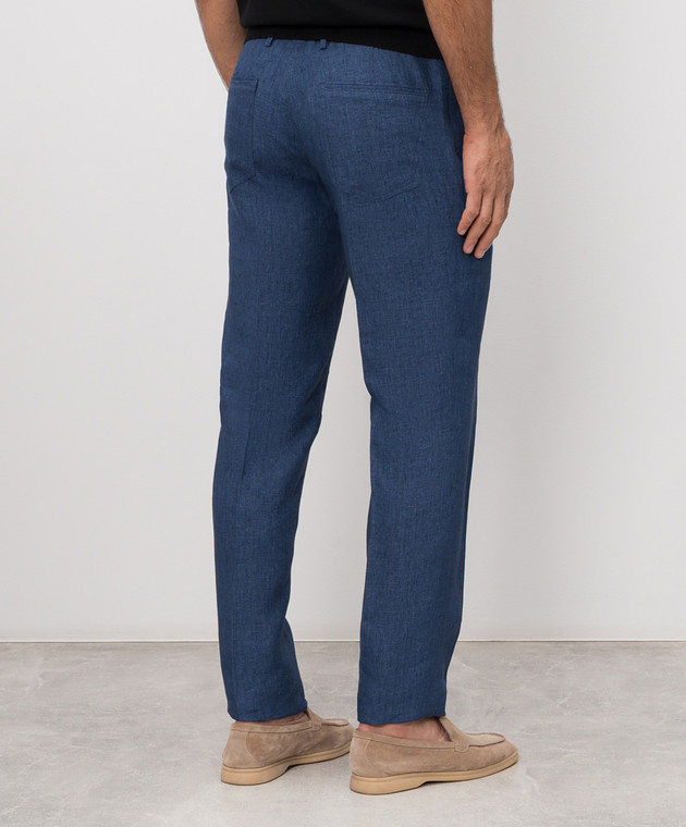 Bertolo Cashmere Синие брюки из льна 611625 изображение 4