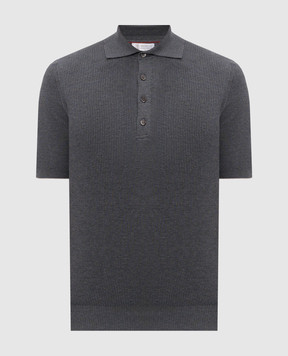 Brunello Cucinelli Серое поло в рубчик M29400025