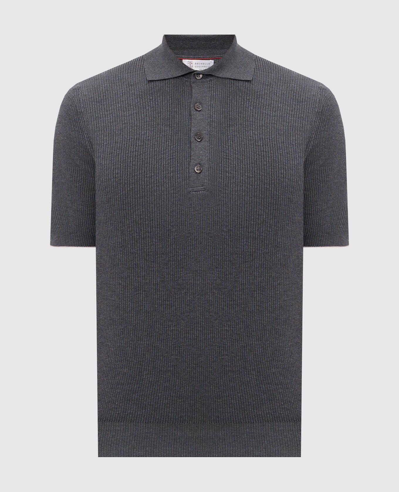 Серое поло в рубчик