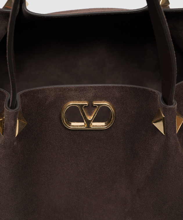 Valentino Коричневая замшевая сумка-тоут VLogo 9W2B0T82AHA изображение 5