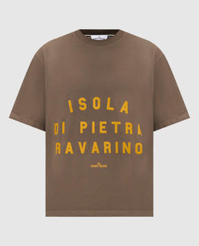 Stone Island Коричнева футболка з принтом логотипа L1S152100002S0287