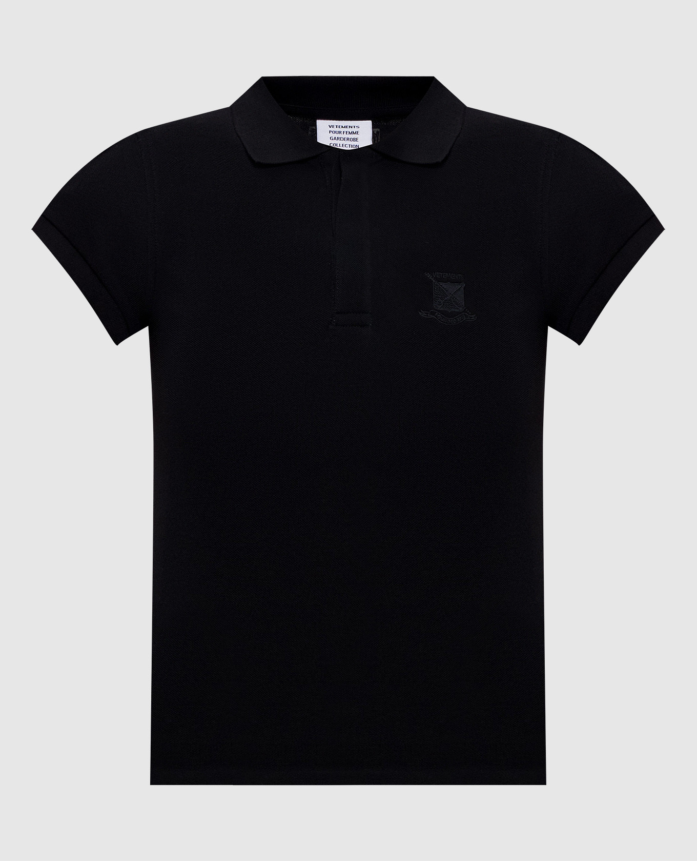 Чорне поло з декоративними рукавами