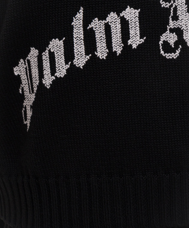 Palm Angels Чорна спортивна куртка з вовною з візерунком логотипа PMHU02CS26KNI001 зображення 5