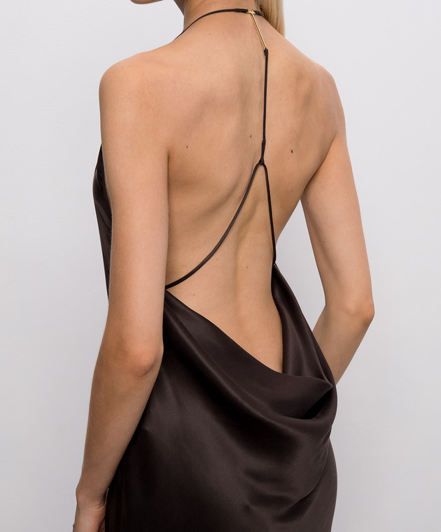 Tom Ford Коричневое платье из шелка с открытой спиной AB3711FAX1720 изображение 4