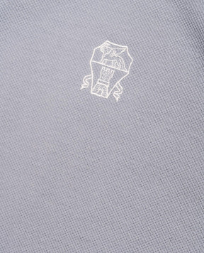 Brunello Cucinelli Дитяче блакитне поло з вишивкою емблеми BE854T315C