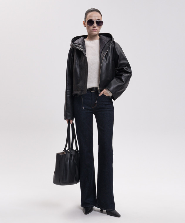 Max Mara Sportmax Чорна шкіряна куртка KABALA SPXKABALA зображення 2
