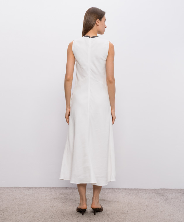 Brunello Cucinelli Біла сукня з льоном MH126AFR61 зображення 3