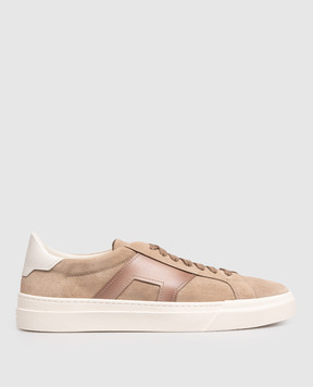 Santoni Коричневі кросівки з нубука з принтом логотипа MBGT21964PNNCFCT