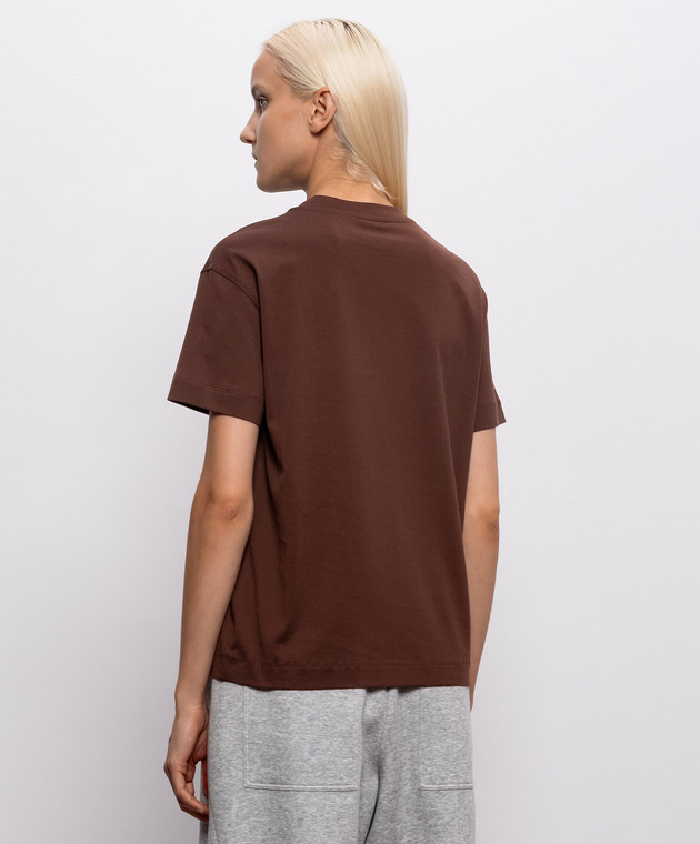 Brunello Cucinelli Коричневая футболка с цепочкой мониль M0T81B2M10 изображение 4