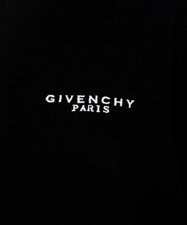 Givenchy Черный свитер из шерсти и кашемира с воротником-поло BW61J04ZTA изображение 5