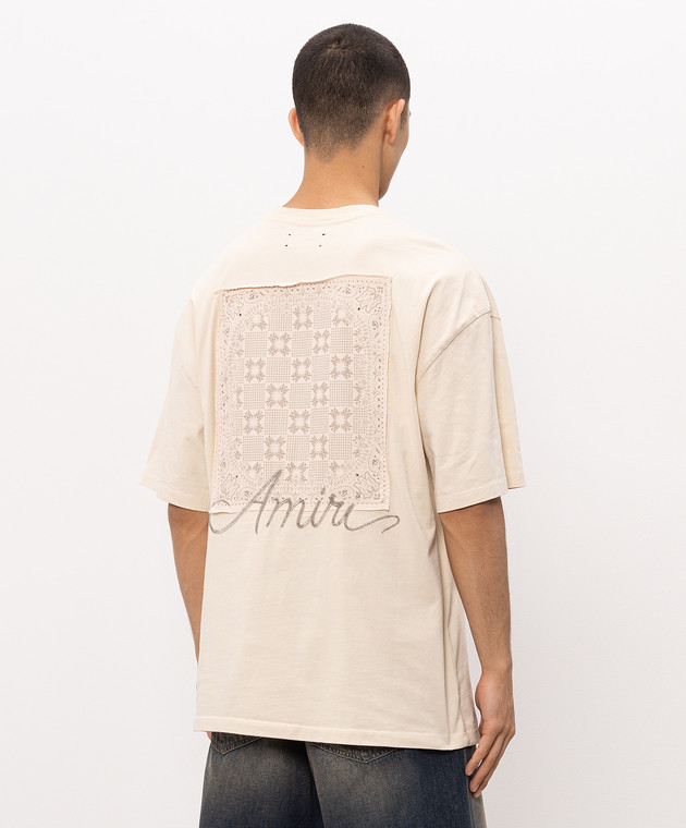AMIRI Бежева футболка MA QUAD CHECKERBOARD AMTOJR1172 зображення 4