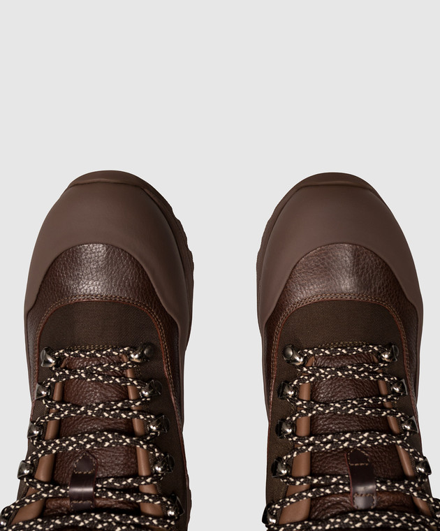 Brunello Cucinelli Коричневые комбинированные ботинки на меху MZUNKMI339 изображение 4