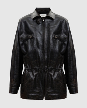 Magda Butrym Черная кожаная куртка с винтажным эффектом LEATHER19JACKET271526