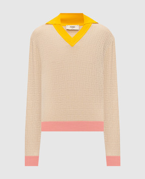 Fendi Бежевый джемпер с шелком в узор FZXE95AW4S
