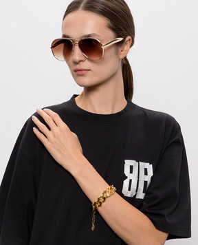 Off-White Золотистий браслет-ланцюг з фактурною емблемою OWOA12FC99MET001