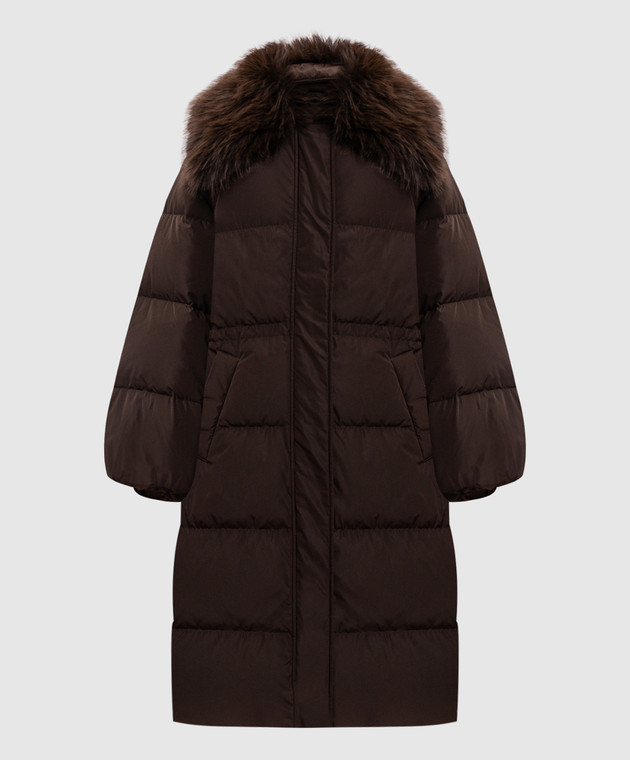 Twinset Коричневый удлиненный пуховик 262TP2363