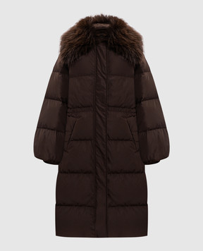 Twinset Коричневый удлиненный пуховик 262TP2363