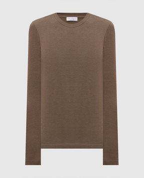 Brunello Cucinelli Коричневый лонгслив с цепочкой мониль MPT18B0107