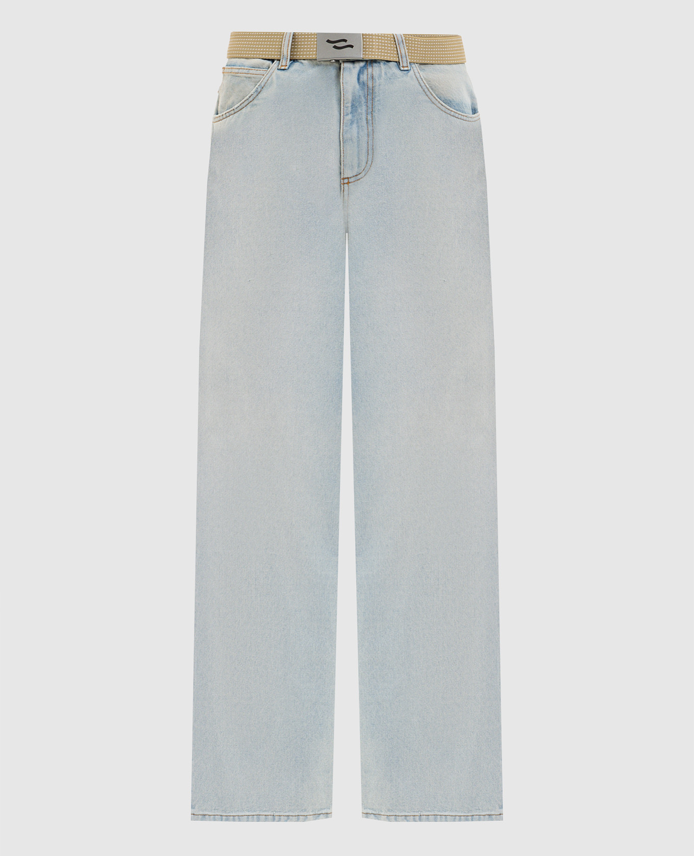 

Голубые джинсы JUSTO с логотипом, Голубой, Широкие джинсы