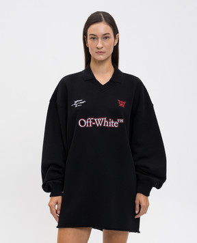 Off-White Чорна сукня з логотипом 2DF002F25FLE001