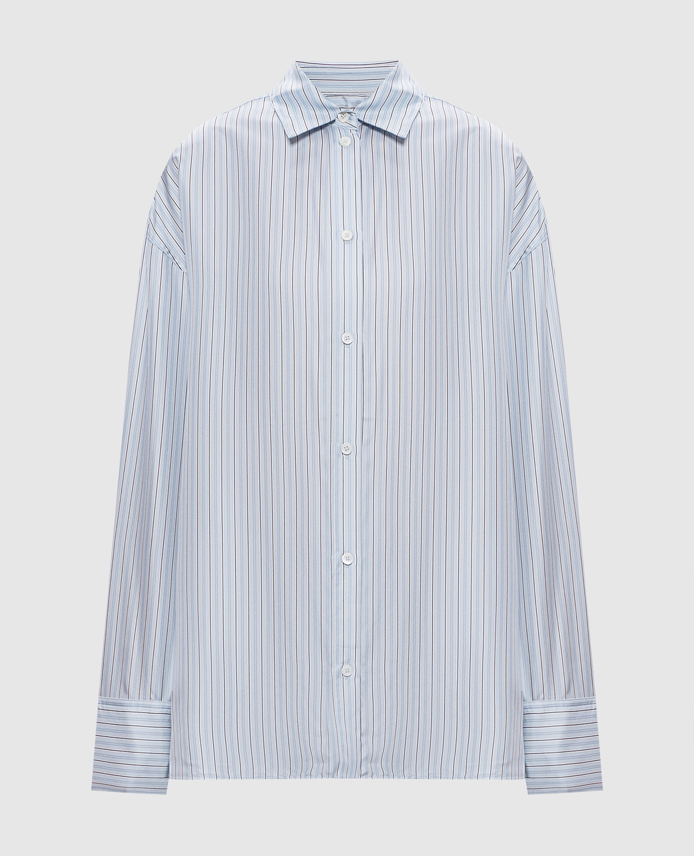 Голубая блузка из шелка в полоску