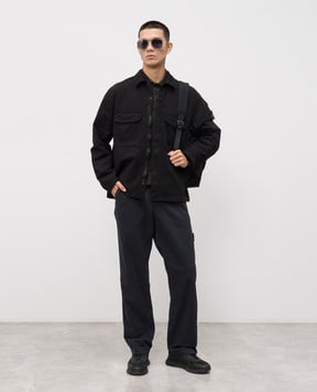 Stone Island Черная рубашка с логотип патч K2S151200009S0211
