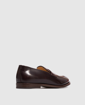Brunello Cucinelli Коричневые кожаные глянцевые лоферы MZUFXEU678