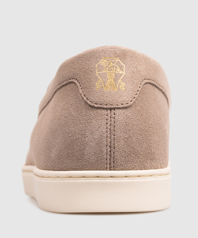 Brunello Cucinelli Бежевые замшевые слипоны MZUHVSP335 изображение 5