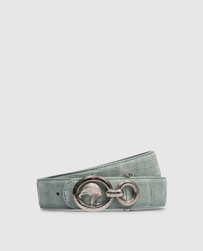 Stefano Ricci Зеленый ремень из кожи крокодила с эффектом нубука N381CNC580P