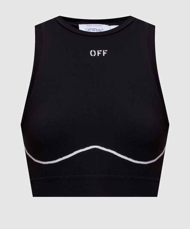 Off-White Черный топ с узором логотипа 2FA00661T