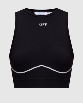 Off-White Чорний топ з візерунком логотипа 2FA00661T