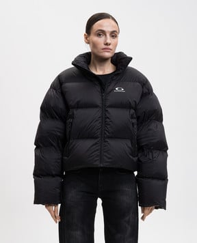 Balenciaga Черный укороченный пуховик с логотипом 852298TNO12