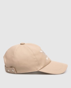 Max Mara Бежева кепка MXARIBALDO з вишивкою монограми логотипа MXARIBALDO