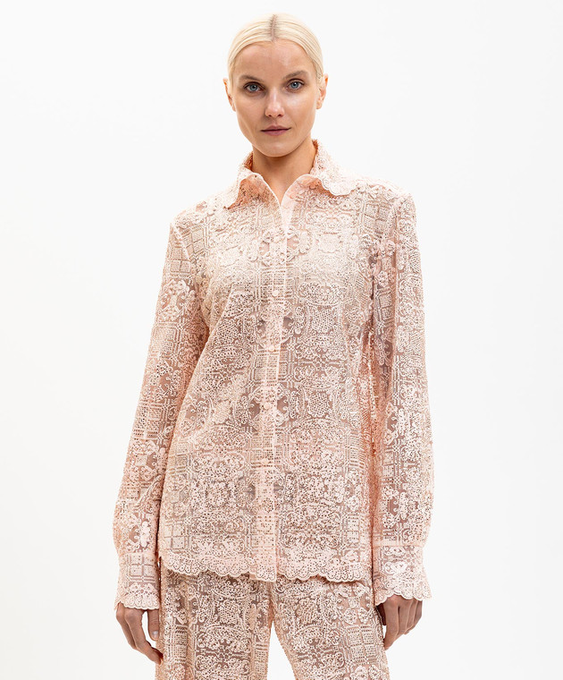 Ermanno Scervino Рожева блуза з мережива в кристали D482K725CTUEO зображення 3