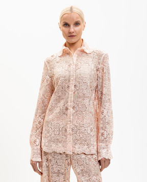 Ermanno Scervino Розовая блуза из кружева в кристаллы D482K725CTUEO