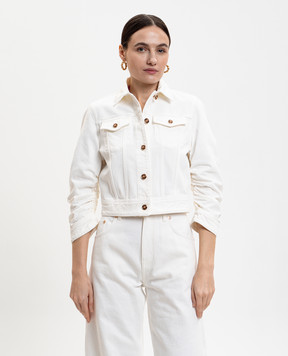 Gabriela Hearst Белая джинсовая куртка Adira с драпировкой 3265088T130