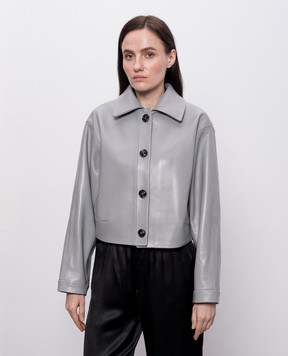 Babe Pay Pls Серая кожаная куртка 2510GRAND