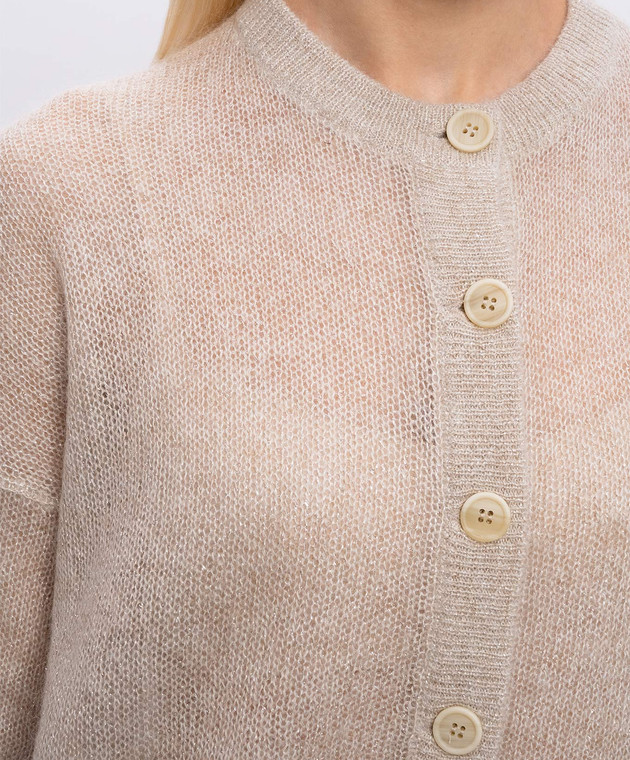 Brunello Cucinelli Кардиган кольору айворі з вовною MBG775506P зображення 5