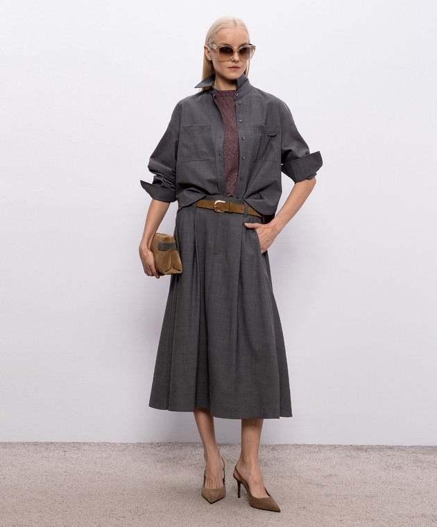 Brunello Cucinelli Фіолетова футболка з кашеміром та шовком з люрексом M41810000P зображення 2