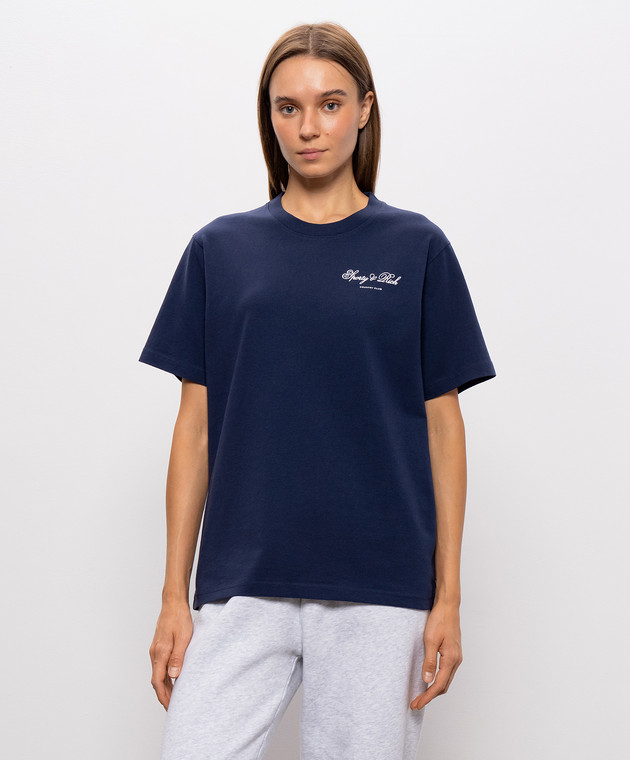 Sporty & Rich Синя футболка Club Script TO11985274BL106 зображення 3