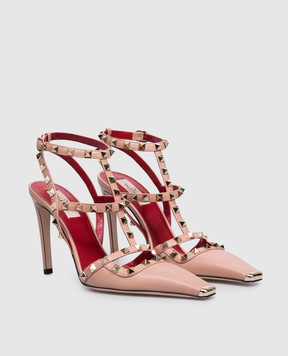 Valentino Рожеві шкіряні босоніжки Rockstud 9W2S0PV4WZD