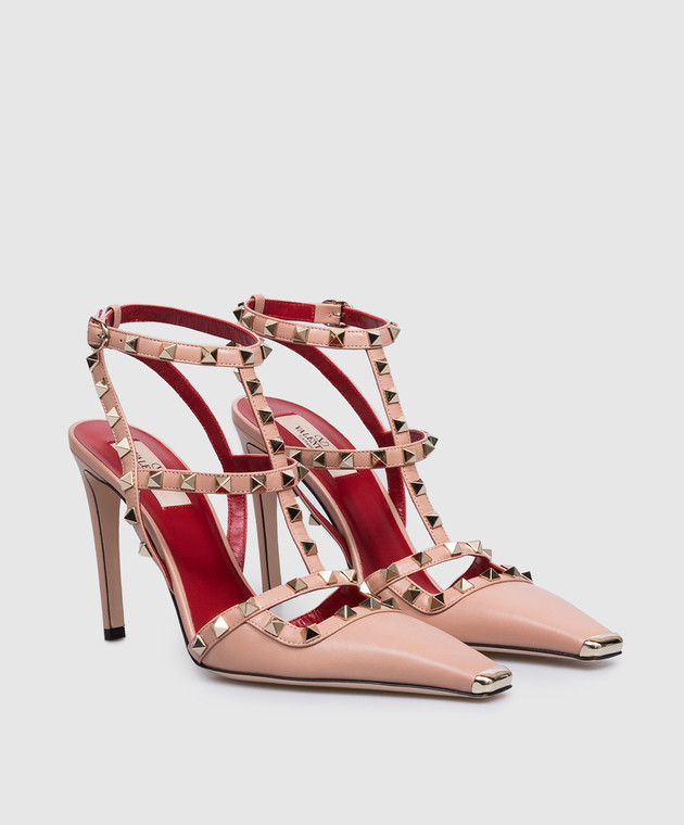 Valentino Рожеві шкіряні босоніжки Rockstud 9W2S0PV4WZD зображення 2