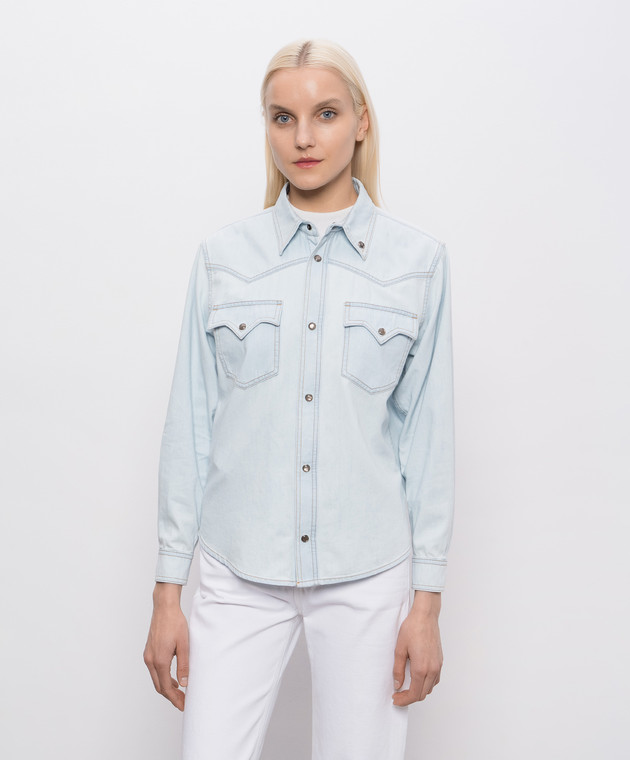 Versace Блакитна джинсова сорочка 10245601A17872 зображення 3
