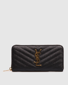 Saint Laurent Черный кожаный кошелек с логотипом монограмма 358094BOW01