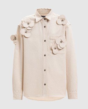 David Koma Бежевая рубашка с цветочной аппликацией RE26DK111DT