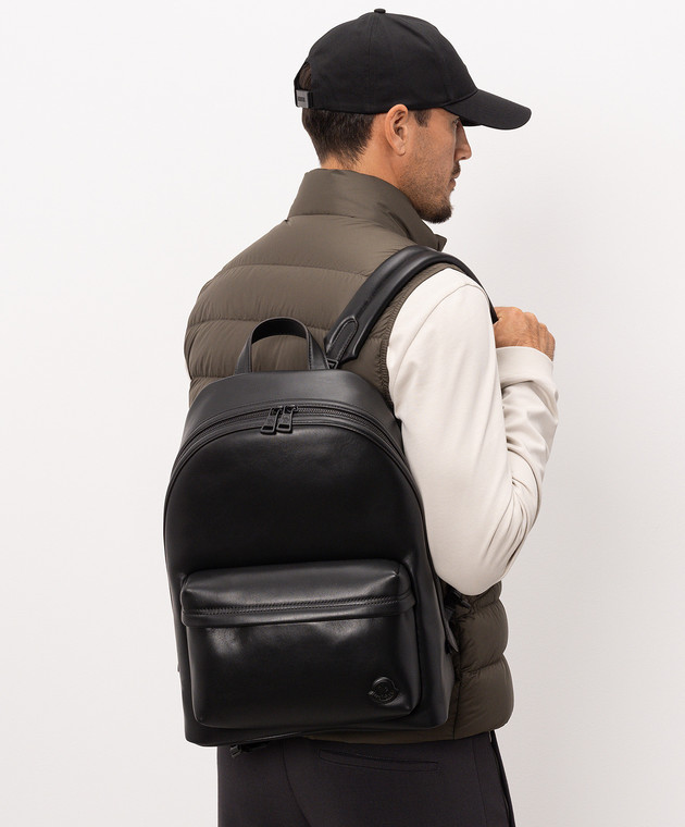 Moncler Черный кожаный рюкзак Carlo L209A5A00001M9597 изображение 2
