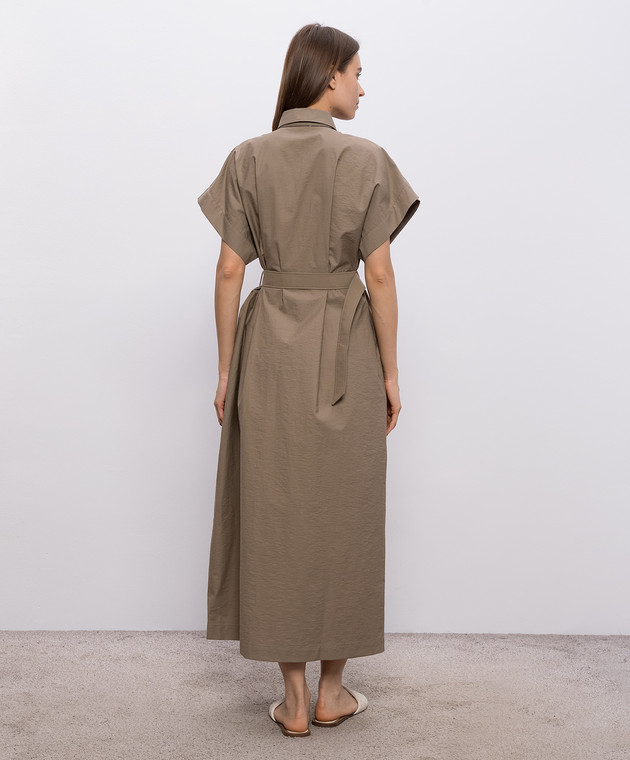 Brunello Cucinelli Коричнева сукня-сорочка з ланцюжком моніль ML140A5475 зображення 3