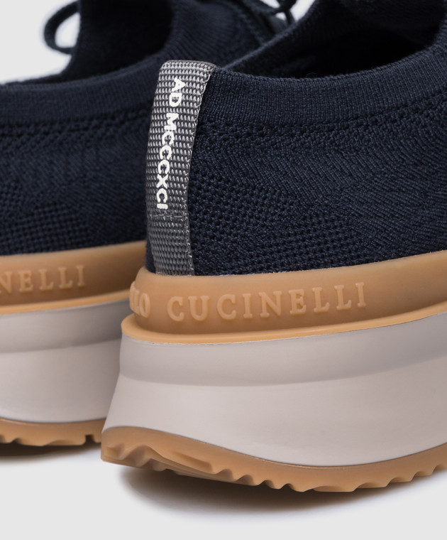 Brunello Cucinelli Темно-сині утеплені кросівки з вовни MZUWLBO253 зображення 5