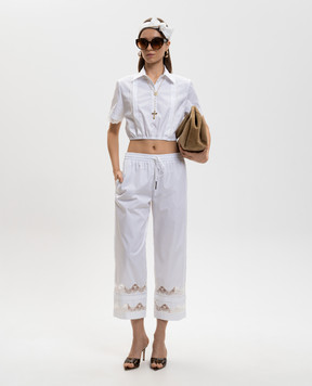 Ermanno Scervino Білі штани з мереживом D482P373APBQP