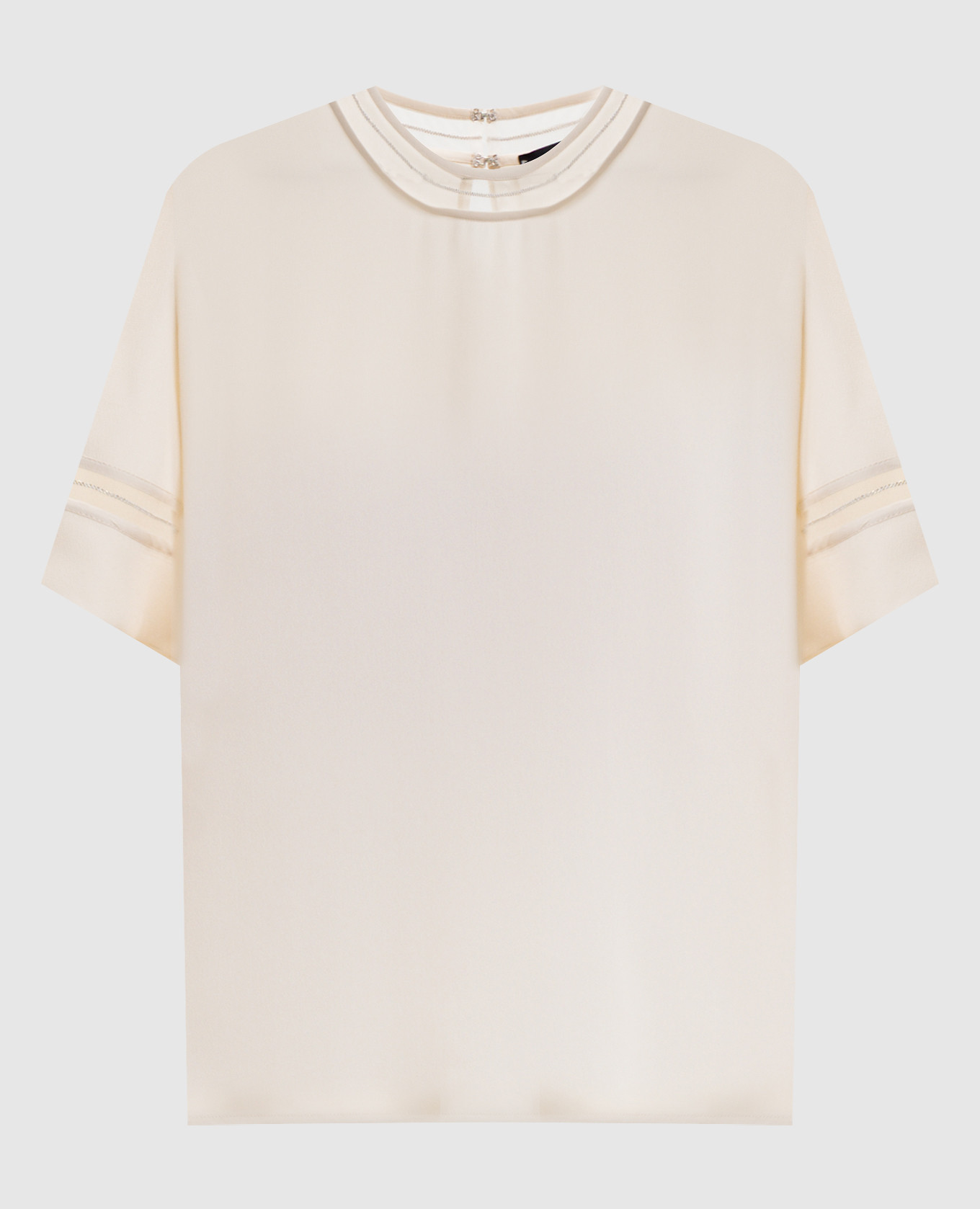 Блуза цвета айвори с шелком с цепочкой мониль